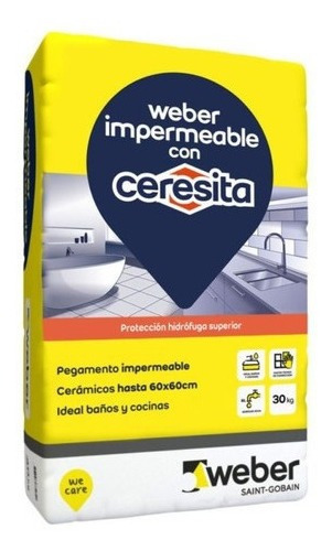 Pegamento P/ Cerámicas Weber Impermeable C/ceresita 30 Kg