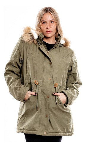 Campera Parka Mujer Importada Corderito Y Piel Alaska C