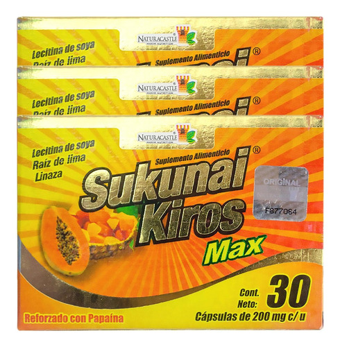 3 Cajas De Sukunai Kiros Max 30 Cápsulas Sabor Sin Sabor