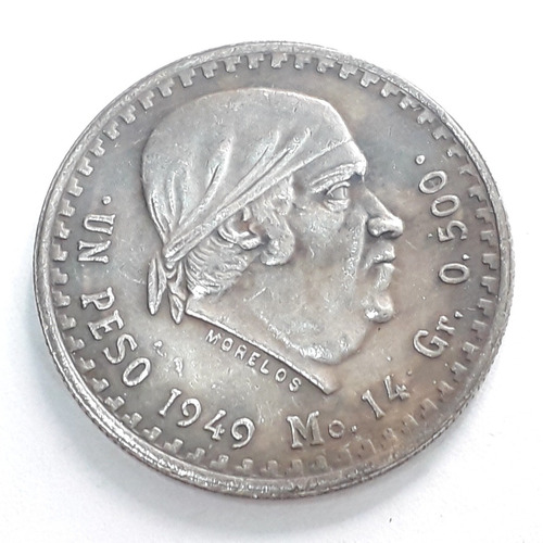 Moneda 1 Peso Morelos Fecha 1949 Replica Plateado