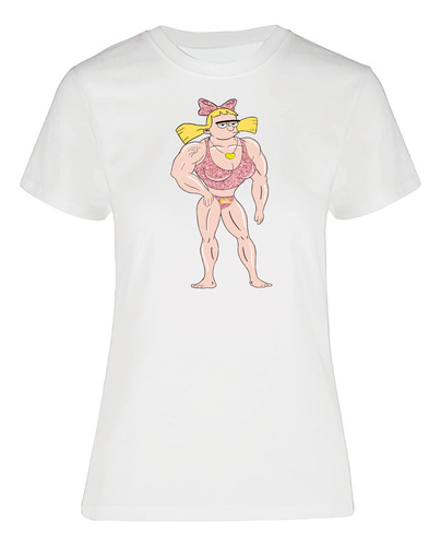 Playera Mujer Gym Helga Muscle Hey Arnold Glitter 