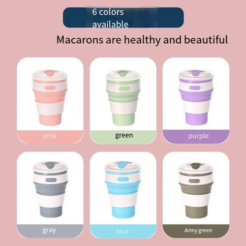 Taza De Viaje Plegable De Silicona De Color Café, Para Acamp