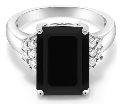 925 Sterling Silver Black Onyx Ring For Women 530 Cttw Gemst