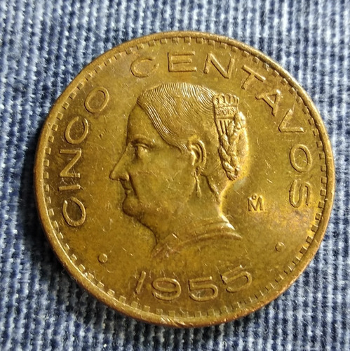 Moneda 5 Centavos Josefa De Cobre 1955.