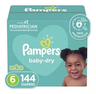 Pañales Pampers Extra Protection, Tamaño 6, 144 Unidades