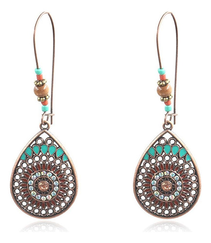 Aretes Colgantes Bohemio Con Forma Gota Agua Retro Con Diama