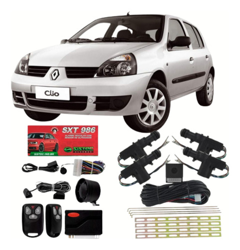 Kit Alarme + Trava Eletrica Clio 2008 A 2012 4 Portas