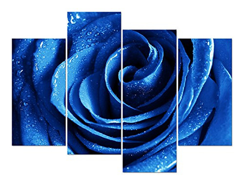 Wieco Art Azul Rosa Con Rocío Giclée Moderno Lona Prints Est