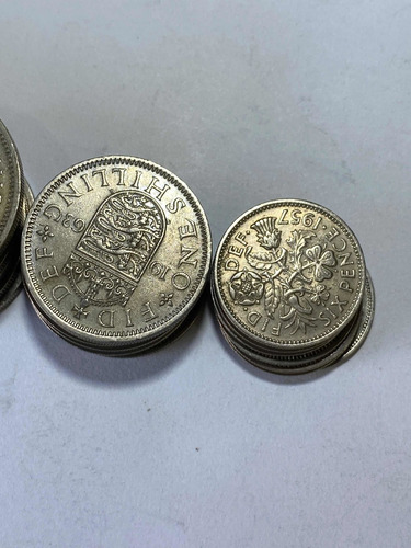 Me2. 4 Moedas Inglesas Antiga Crown/shilling/pence Originais (Usado)
