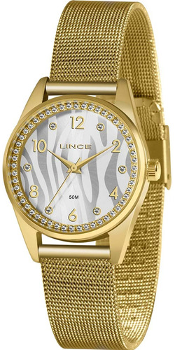 Relógio Lince Feminino Dourado Casual Basic Original Lrgj137