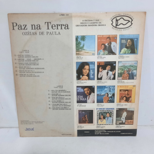 Lp Ozeias De Paula Paz Na Terra (Usado)