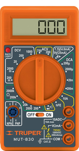 Tester Digital Truper Mut-830 Multimetro Corriente Ca Dc Bca