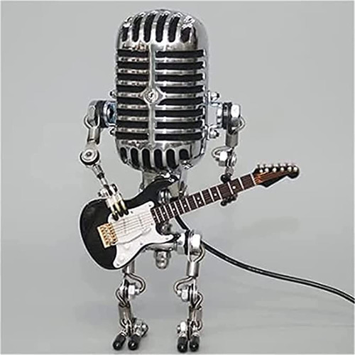 Lampara Escritorio Robot Una Guitarra Led Microfono Retro