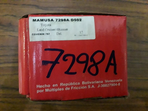 Imagen 2 de 3 de 7298a Pastilla Macho Samuray 92/95 4runner Del