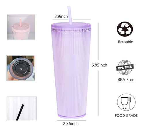 Ankeli - Vasos De Plástico Reutilizables De 24 Oz Con Tapas