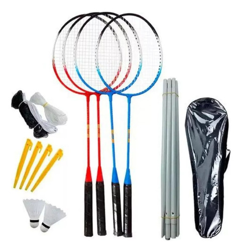 Set Badminton Sixzero 4 Raquetas 2 Pluma Red Bolso Tyttennis