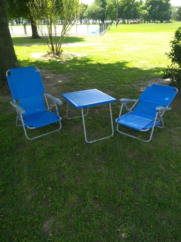 Combo 2 Sillones De Hierro Lona Microperf. ( Bajo) + Mesita