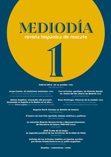 MediodÃÂa. Revista hispÃÂ¡nica de rescate. 1, de Varios autores. Editorial Renacimiento, tapa blanda en español