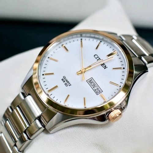 Citizen Mens Stainless Steel Quartz Bf2006-86a Color de la correa Plata Color del bisel Oro Color del fondo Blanco