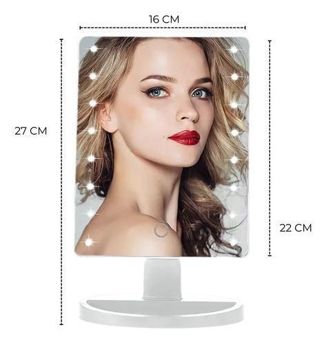 Espejo Maquillaje Luz Led Portátil Personal Base Mesa 360°
