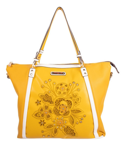 Bolsa Shoulder Nicole Lee Corte Laser Y Bordado Ss22 Color Amarillo