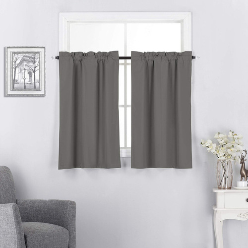 Short 100 Percent Blackout Curtain Tiers For Kitchen  H...