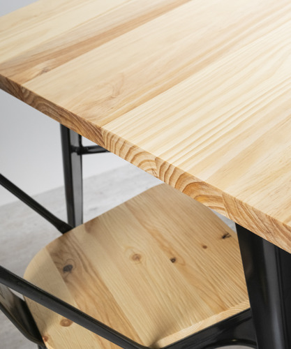 Mesa Tolix Madera Cuadrada 80x80x75cm Venhoouse