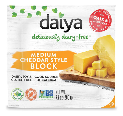 Daiya Bloque De Queso Vegano Estilo Cheddar Mediano Sin Láct
