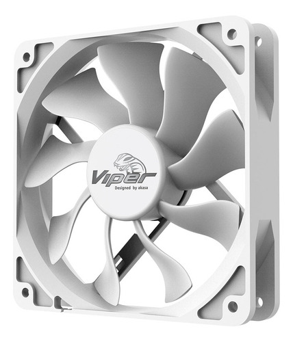 Fan 120mm Branco Akasa Viper Alto Desempenho Silence 83cfm Led Sem Led