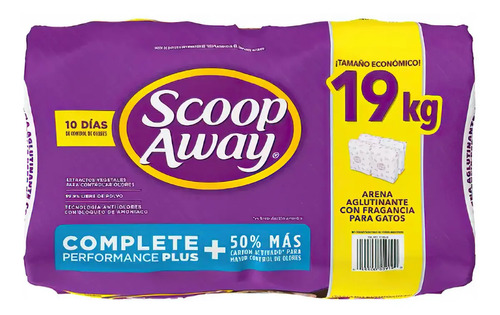 Arena Para Gato 19kg Aglutinante Scoop Away Complete Plus x 19kg 4 pack