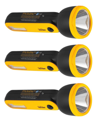 Kit 3 Lanternas Recarregáveis Longo Alcance Duplo Led Vonder