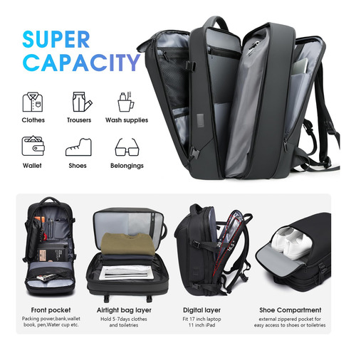 Mochila A Vácuo Tangcorle Airback 50l Com Vedação A Vácuo E