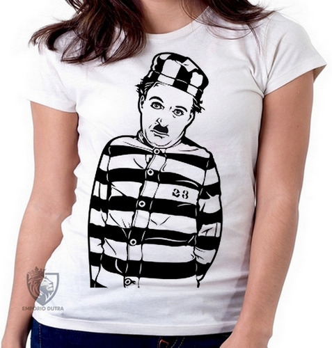 Blusa Baby Look Charlie Chaplin Ator Antigo Preso Prisão