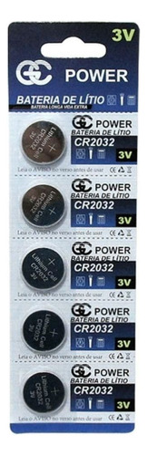 Bateria Cr2032 3v Cartela C/ 5un  Pilha Moeda Lithium - Gc