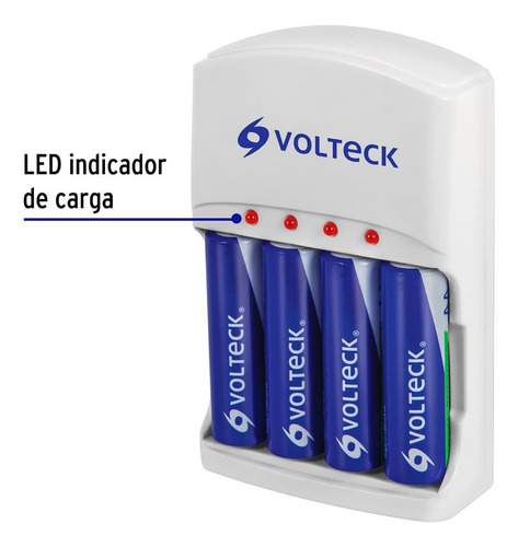 Cargador De Pilas Aa, Aaa Y 9v Con 4 Pilas Aa Volteck, 46045