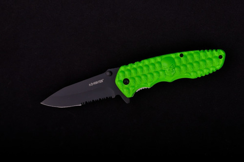 Imagen 2 de 9 de Cuchillo Navaja Green Skull Zombie Hunter Walking Dead