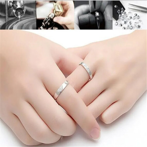 Anillos Plata 925 Corazón Ajustable Mujer Compromiso Pareja