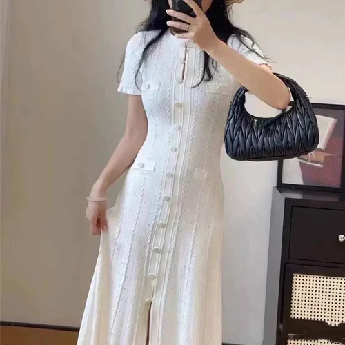 Vestido Largo Francés De Fibra De Viscosa De Color Liso, Cor
