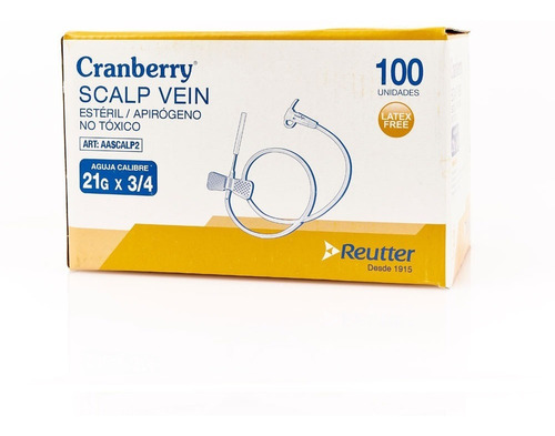 Mariposa (scalp Vein) 21g X 3/4 Cranberry Caja 100 Un