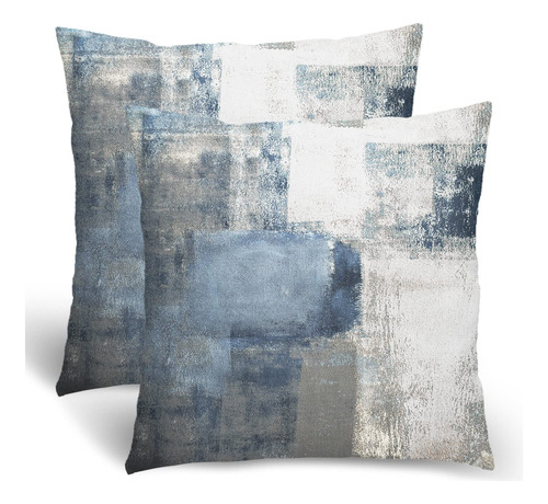 Fundas De Almohada Modernas En Colores Azul Y Gris