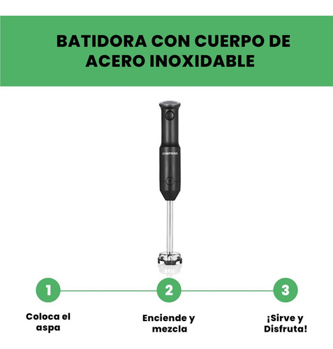 Batidora De Inmersión Inalambrica De Mano Chefman Negro