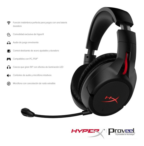 Imagen 2 de 7 de Diadema Gamer Hyperx Cloud Flight Usb Inalambrica Pc Ps4