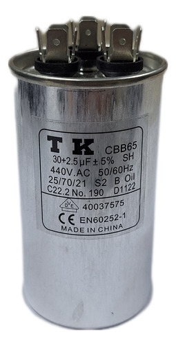 Capacitor Duplo 30+2,5uf 440v Em Alumínio Tk