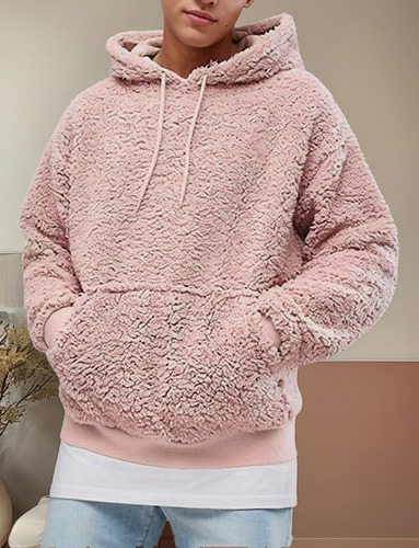 W Sudadera Con Capucha Y Cordón Para Hombre En Lana De Corde