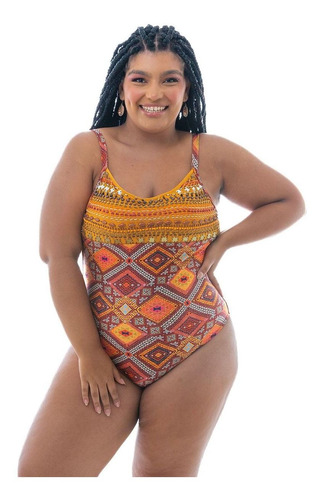 Maiô Plus Size Clássico Bordado Etni Hot