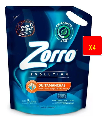 Jabón Liquido Zorro Evolution Con Poder Quitamanchas 2,7 L