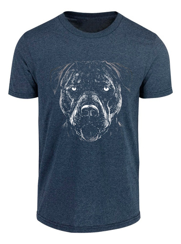 Playera De Hombre Negra Impresa Pitbull Lobo Cuello Redondo