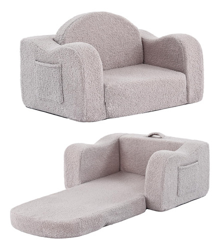 Sofá Infantil 2 En 1 Convertible Y Plegable Color Gris