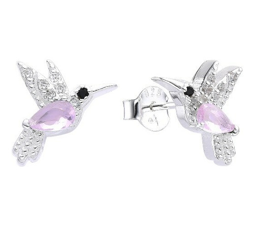 Aros Pasantes Colibri Plata 925 Y Piedras Cubics