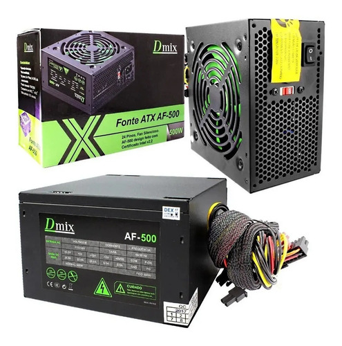 Fonte Atx 500w Reais Gamer Silenciosa Para Pc Bivolt 24pinos